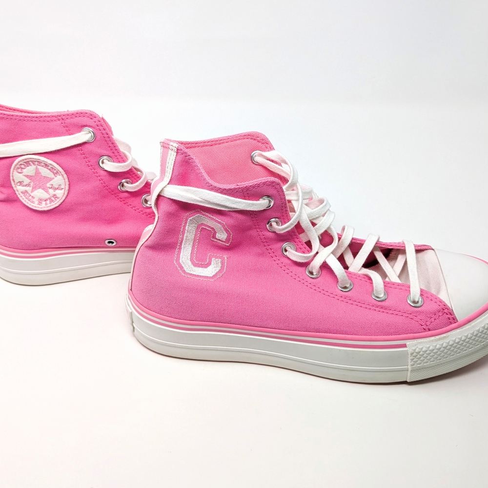 Converse Pink High Top Platform Retro Letterman Womens Sneaker - Picture 2 of 5